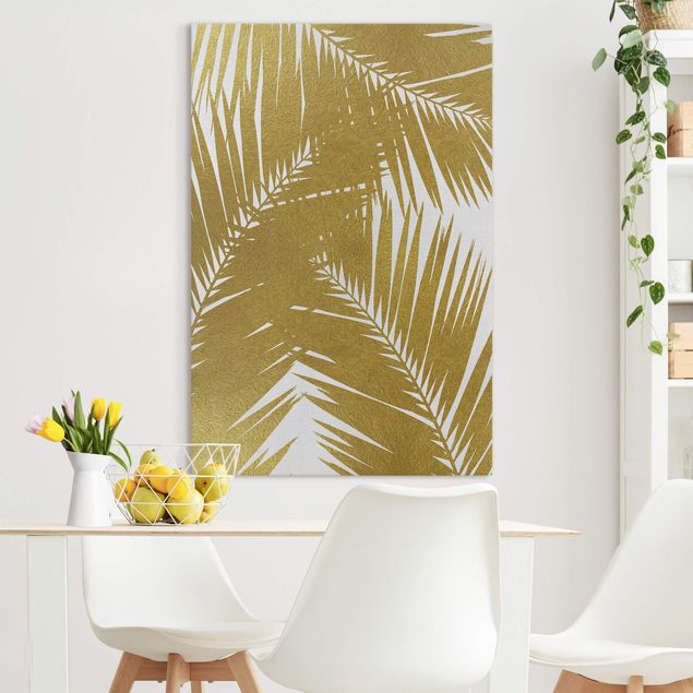 Tableau sur toile - View Through Golden Palm Leaves