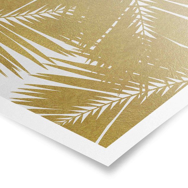 Tableau nature Vue à travers des feuilles de palmier dorées