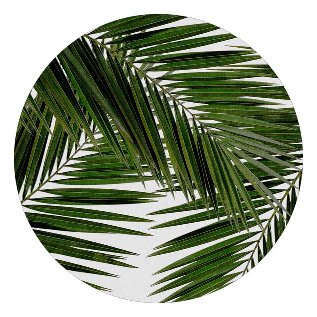 Tapisserie paysage Vue à travers des feuilles de palmier vertes