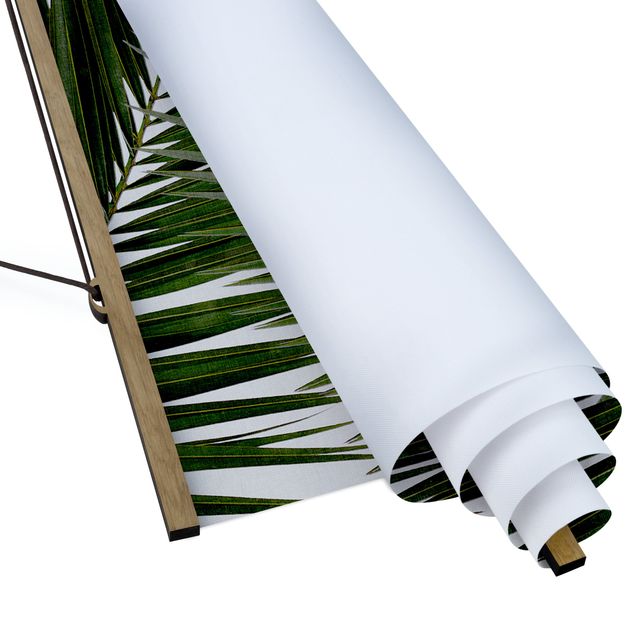 Tableau deco nature Vue à travers des feuilles de palmier vertes