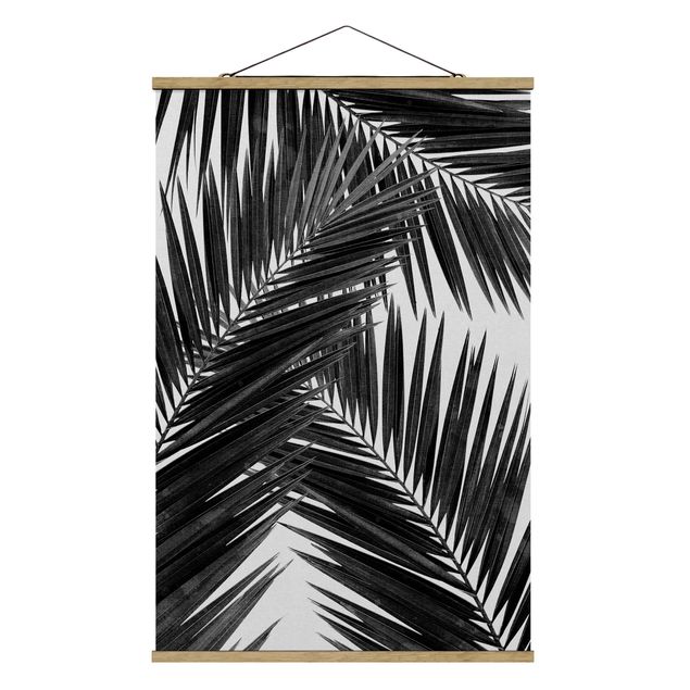 tableaux floraux Vue sur des feuilles de palmier noir et blanc