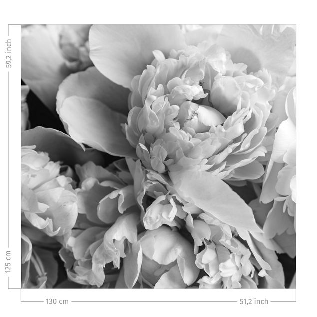 rideaux modernes Blossoming Peonies Black And White