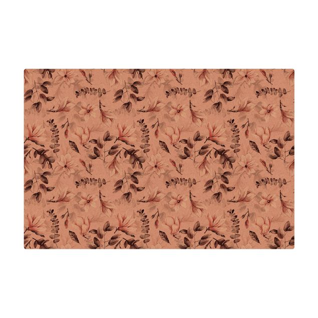 Tapis en liège - Blossoms With Gray Leaves In Front Of Pink - Format paysage 3:2