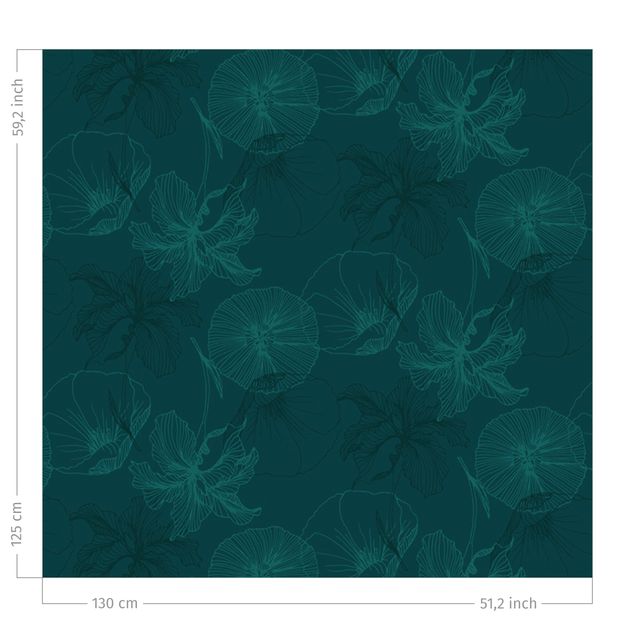 rideaux modernes Flower Mix - Dark Jade Green