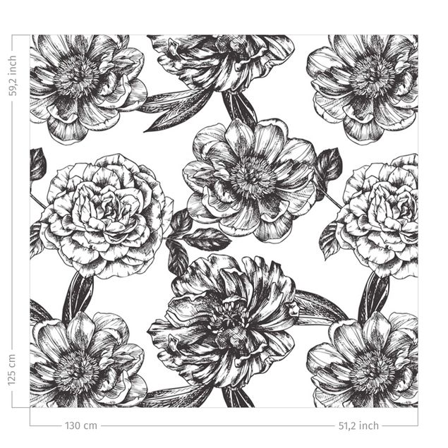 rideaux modernes Meshed Flowers With Roses