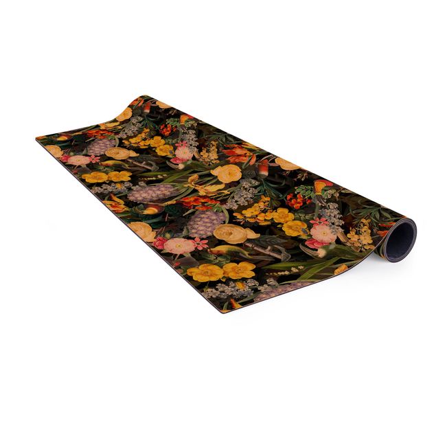 tapis multicolore Fleurs avec Des Oiseaux Tropicaux Colorés