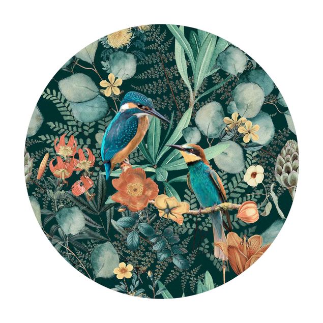 tapis salon nature Paradis floral martin-pêcheur et colibri