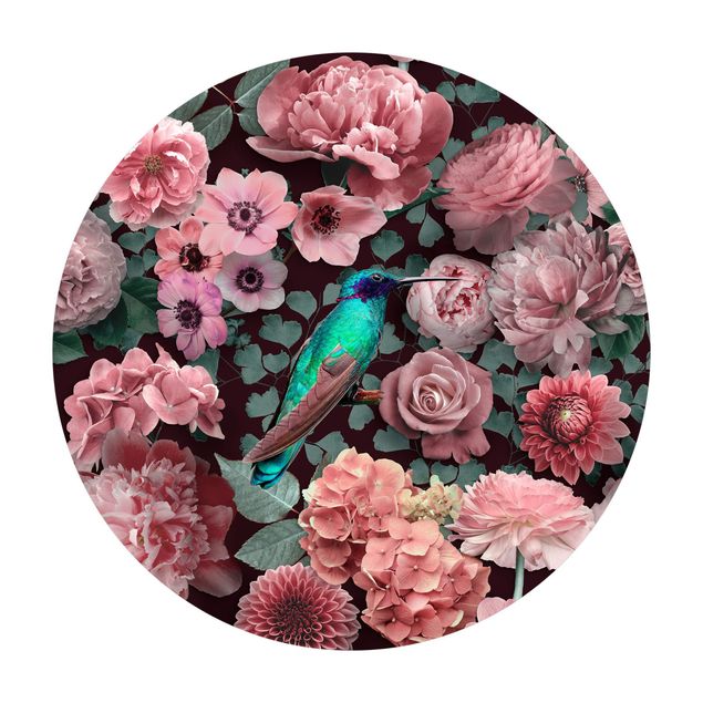 Tapis en vinyle Paradis floral colibri avec roses