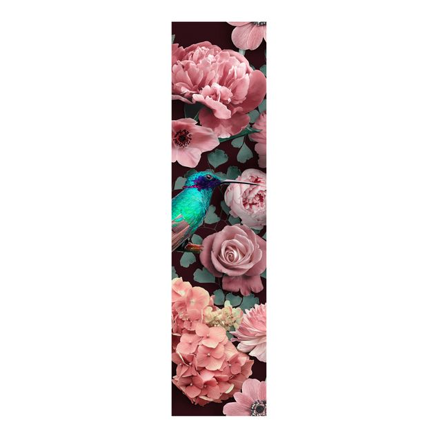 Panneaux coulissants avec fleurs Paradis floral colibri avec roses