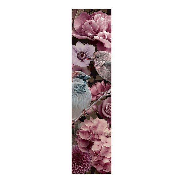Panneaux coulissants avec fleurs Paradis floral moineau en rose antique