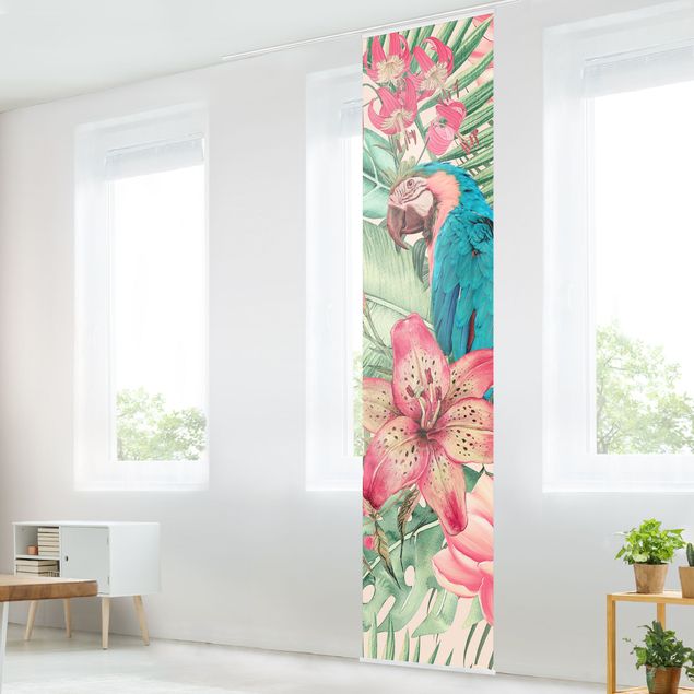 Déco mur cuisine Paradis floral Perroquet Tropical