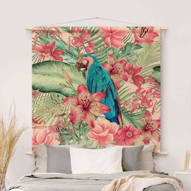 Déco mur cuisine Floral Paradise Tropical Parrot