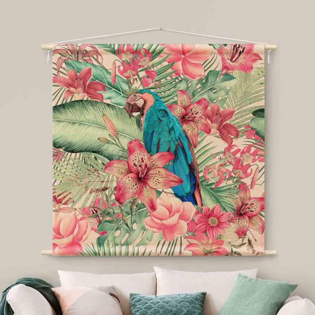 tenture murale xxl Floral Paradise Tropical Parrot