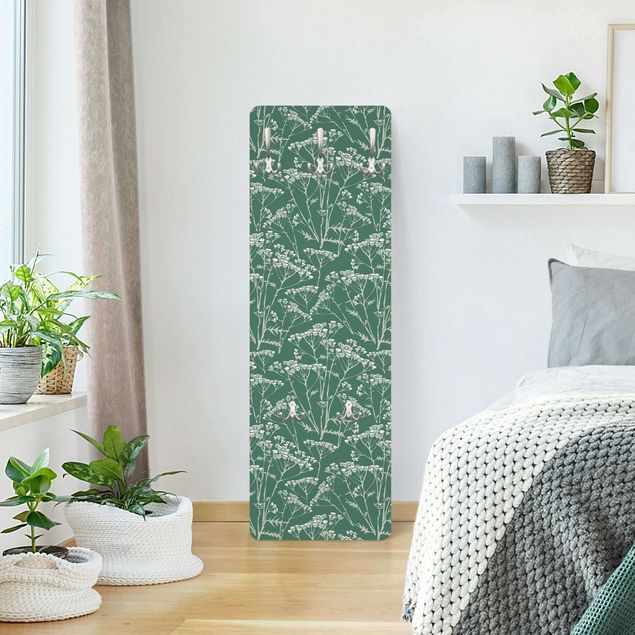 Porte-manteaux muraux avec dessins Field Of Flowers Pattern Green