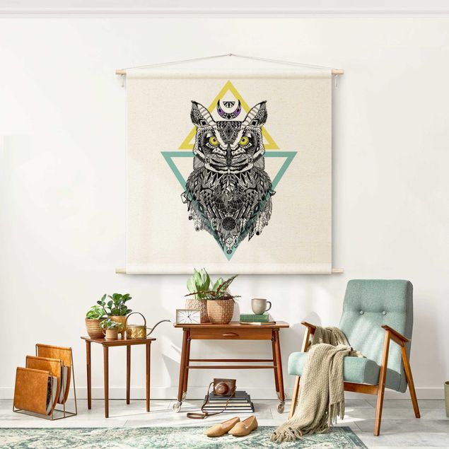Tenture murale moderne Boho Owl With Dreamcatcher