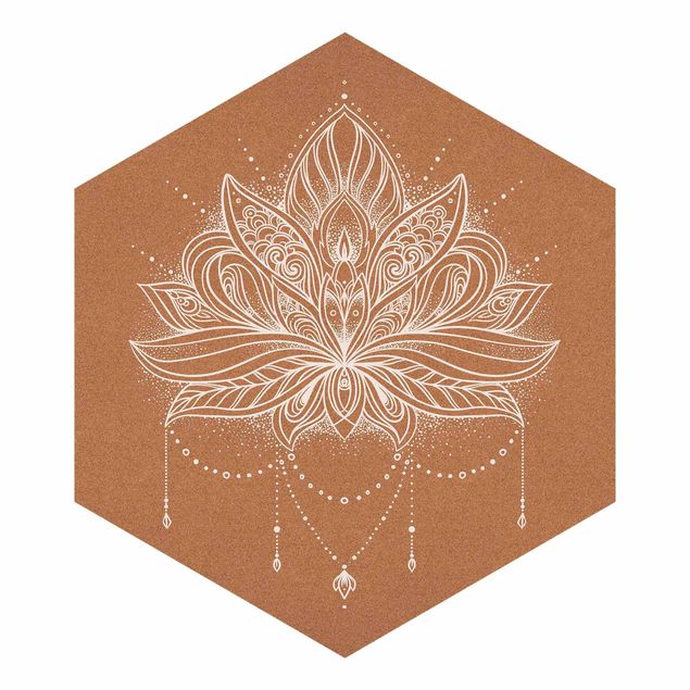 papier peint xxl Fleur de Lotus Boho imitation liège blanc