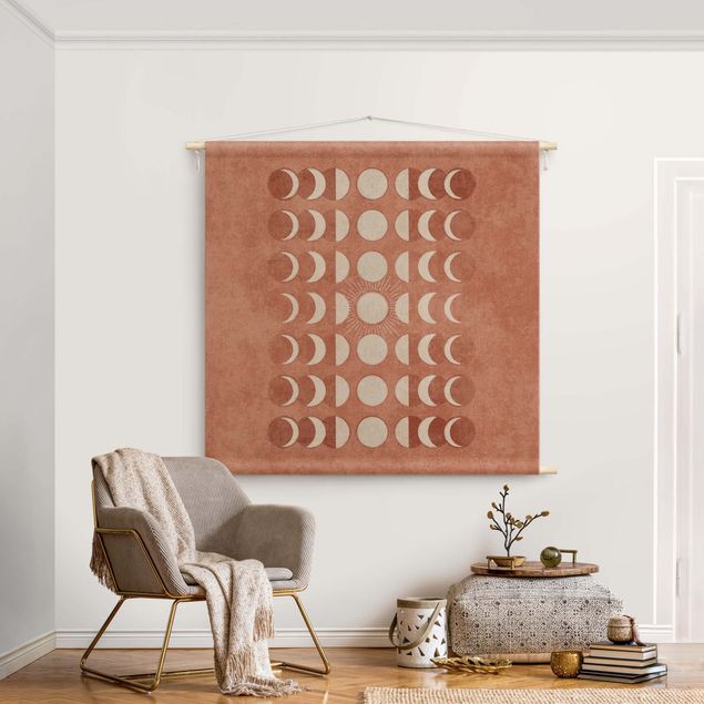 tenture murale contemporaine Boho Phases Of The Moon
