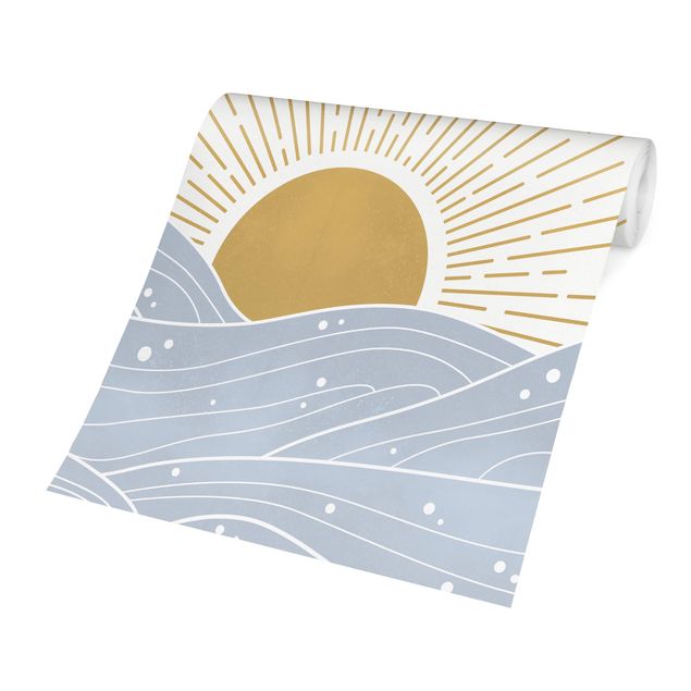 Papier peint panoramique Coucher de soleil boho au bord de la mer