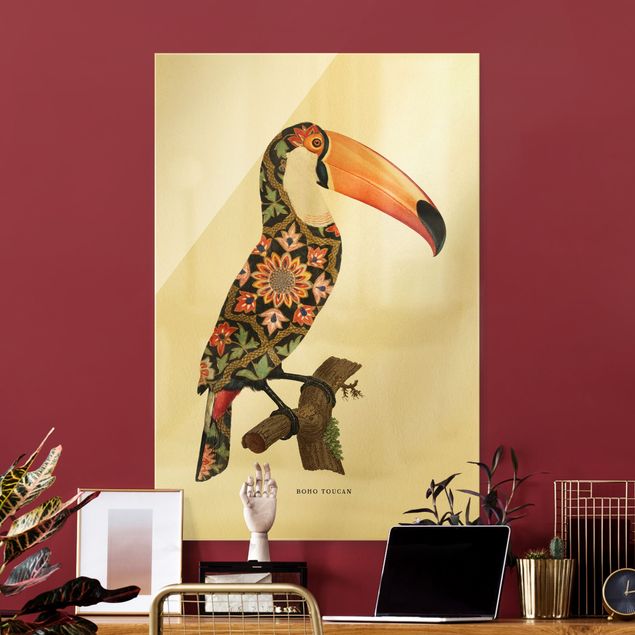Tableaux multicolore Oiseaux Boho - Toucan