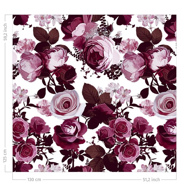 rideaux modernes Bordeaux Roses With Brown Leaves
