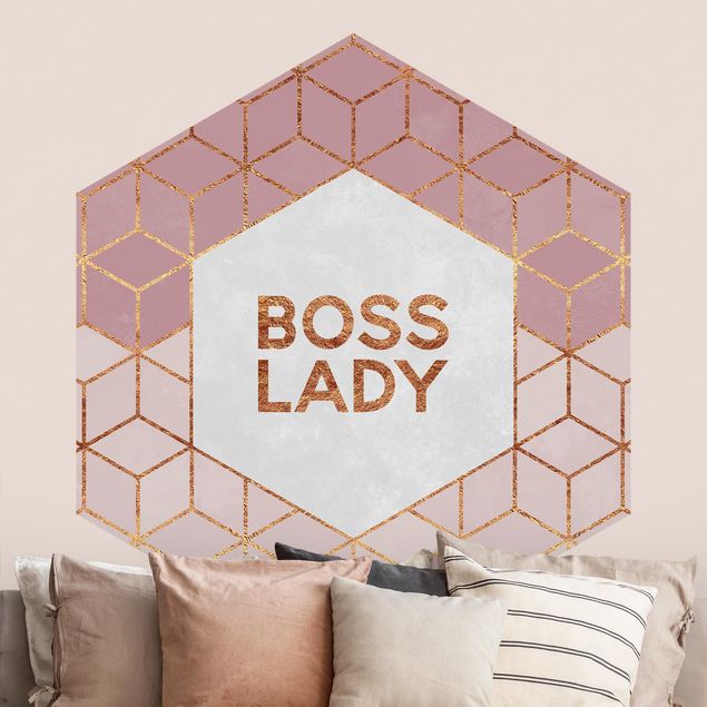 Papier peint géométrique Boss Lady Hexagones en Rose