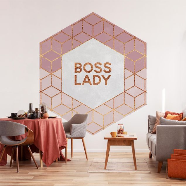 Papier peint moderne Boss Lady Hexagones en Rose