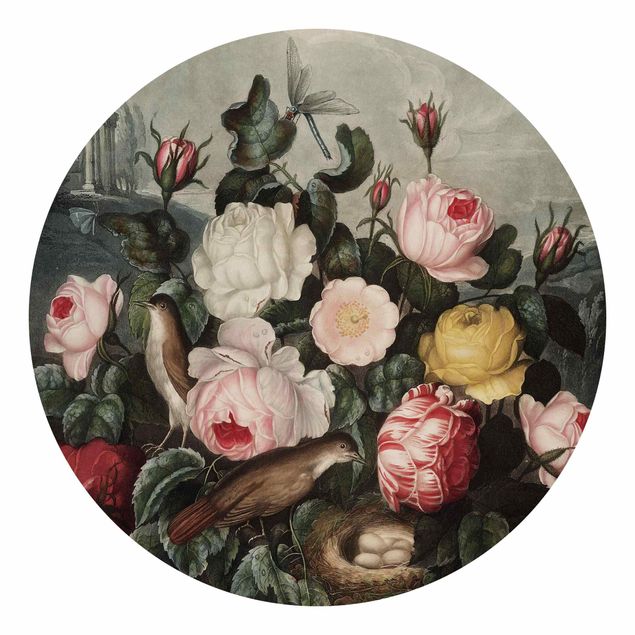 papier peint fleuri Illustration botanique vintage Rose