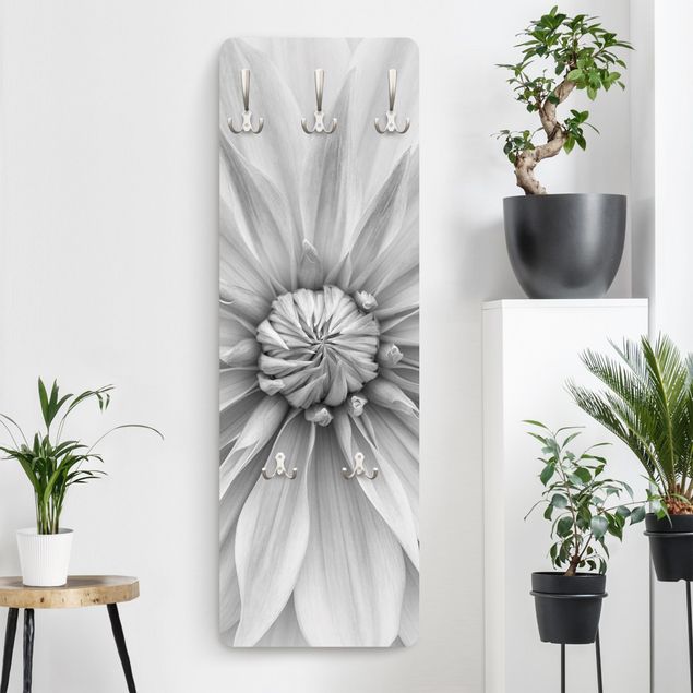 Porte-manteaux muraux avec fleurs Fleurs Botaniques En Blanc