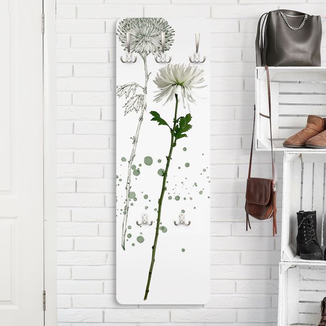 Porte-manteaux muraux avec fleurs Botanique à l'aquarelle - Pissenlit