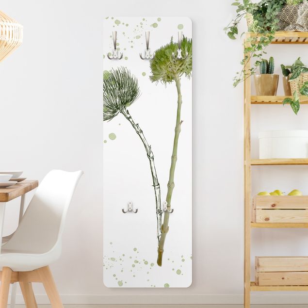 Porte-manteaux muraux avec fleurs Botanique à l'aquarelle