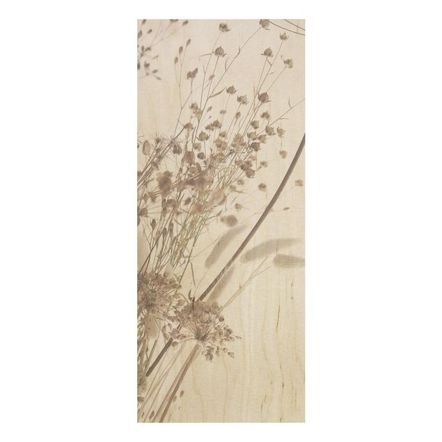 Tableaux en bois avec fleurs Bouquet d'herbes et de fleurs ornementales