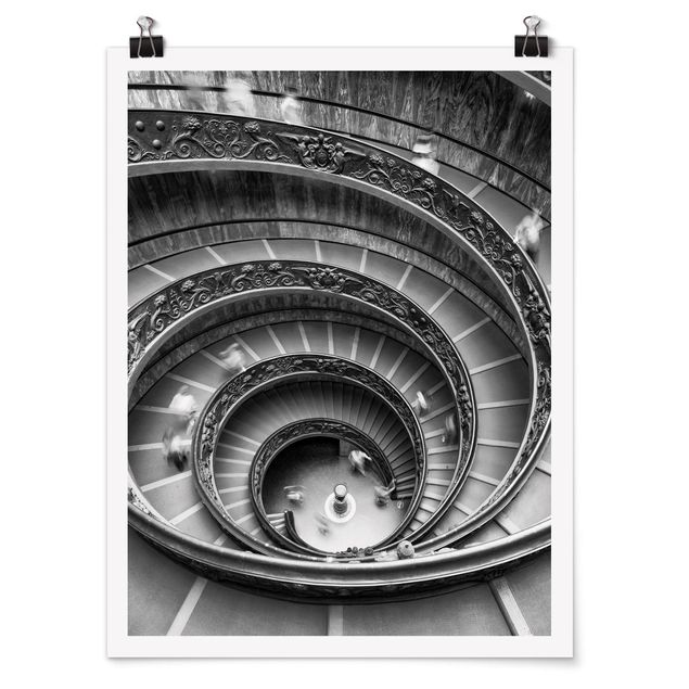 Posters en noir et blanc Escalier Bramanta