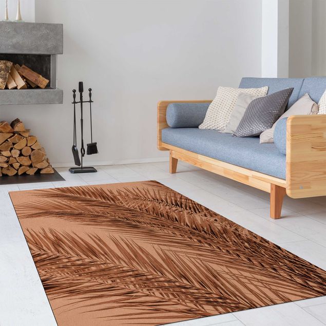 tapis jungle Feuilles de palmier couleur bronze
