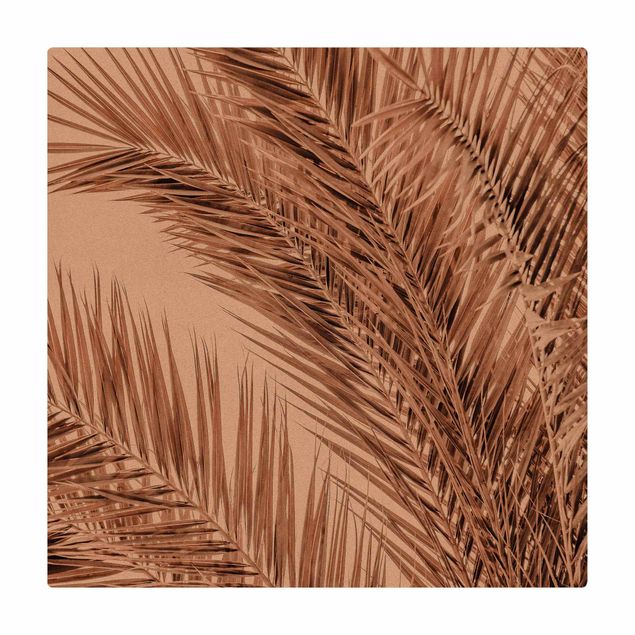 tapis grande taille Feuilles de palmier couleur bronze