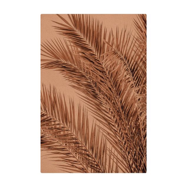 grand tapis Feuilles de palmier couleur bronze