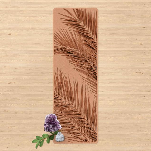 tapis modernes Feuilles de palmier couleur bronze