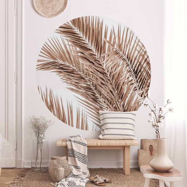 Papier peint floral Feuilles de palmier couleur bronze
