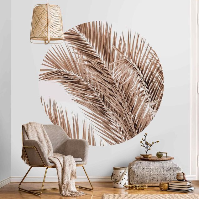 Papier peint panoramique paysage Feuilles de palmier couleur bronze