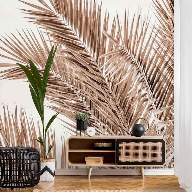 Tapisserie moderne Feuilles de palmier couleur bronze