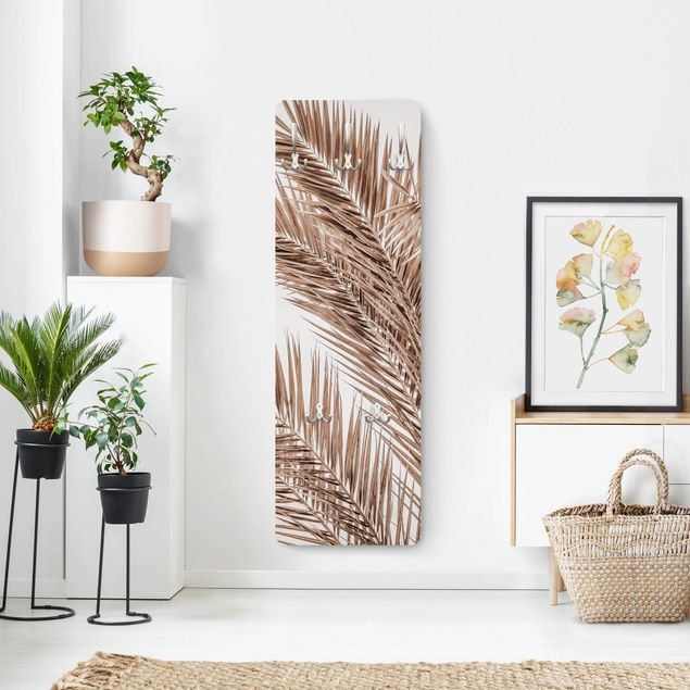 Porte-manteaux muraux avec paysage Feuilles de palmier couleur bronze