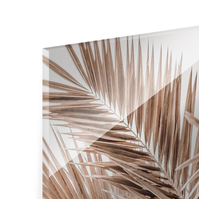 Tableau marron moderne Feuilles de palmier couleur bronze