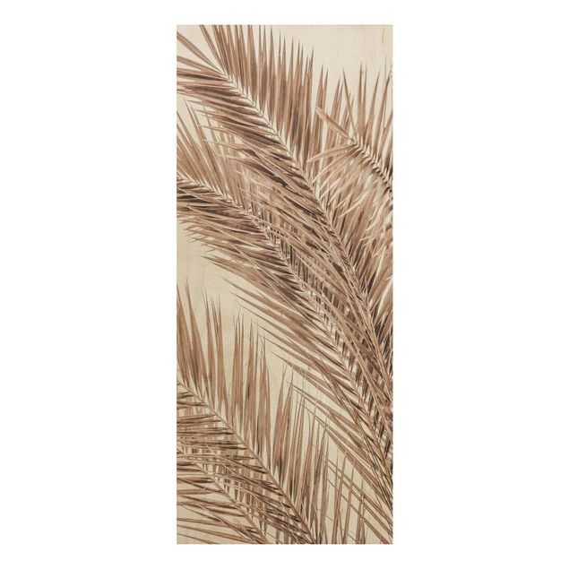 Tableaux en bois avec fleurs Feuilles de palmier couleur bronze