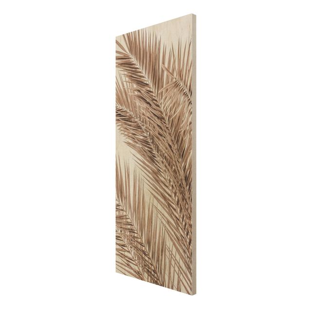 Tableaux en bois avec paysage Feuilles de palmier couleur bronze