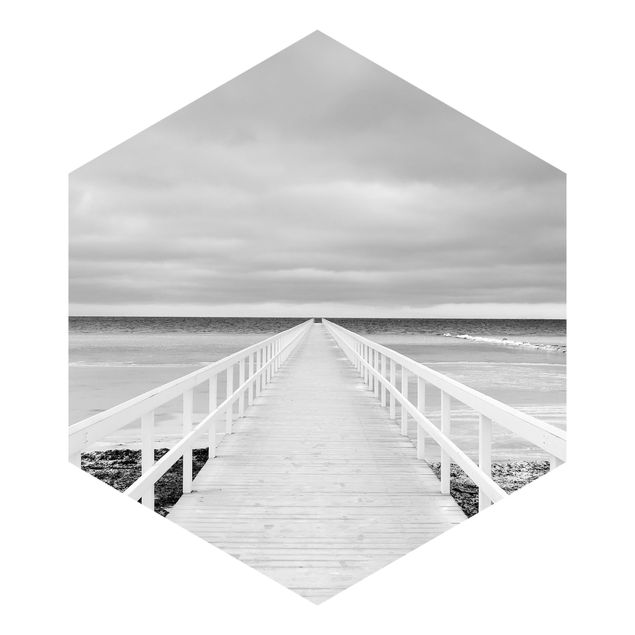 Papier peint panoramique Pont en Suède Noir et Blanc