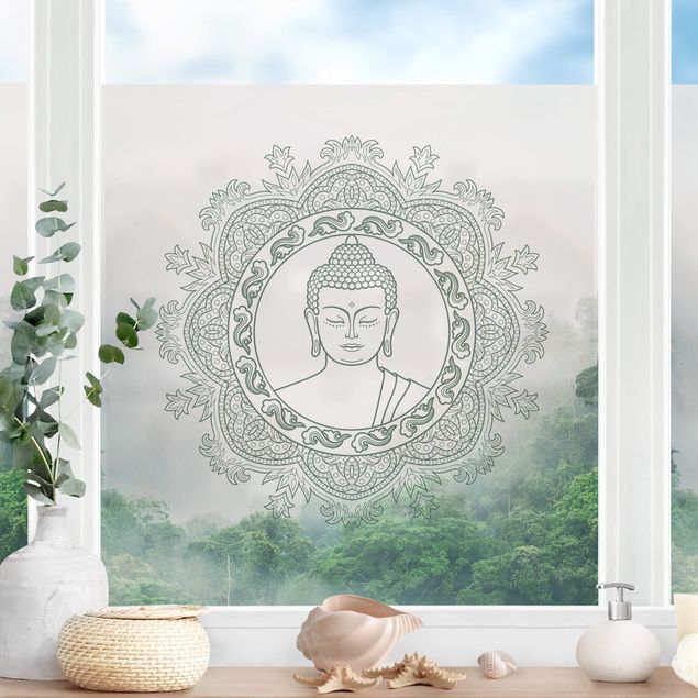 Film adhésif décoratif Mandala de Bouddha dans la brume