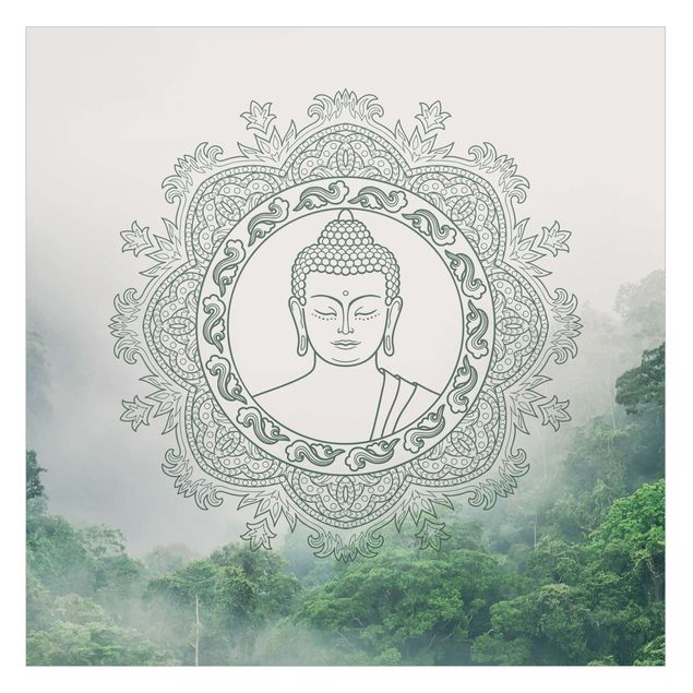 Décoration pour fenêtre - Mandala de Bouddha dans la brume
