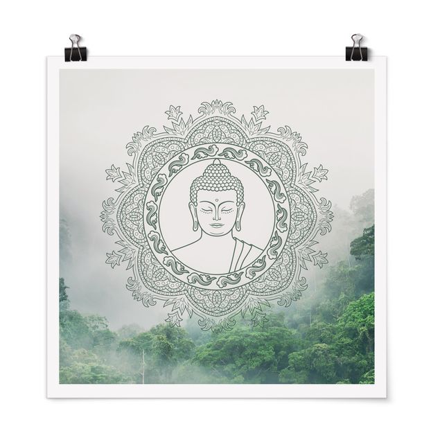 Tableaux zen Mandala de Bouddha dans le brouillard
