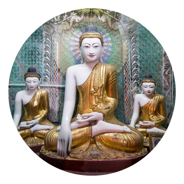Papier peint rond autocollant - Buddha Statues