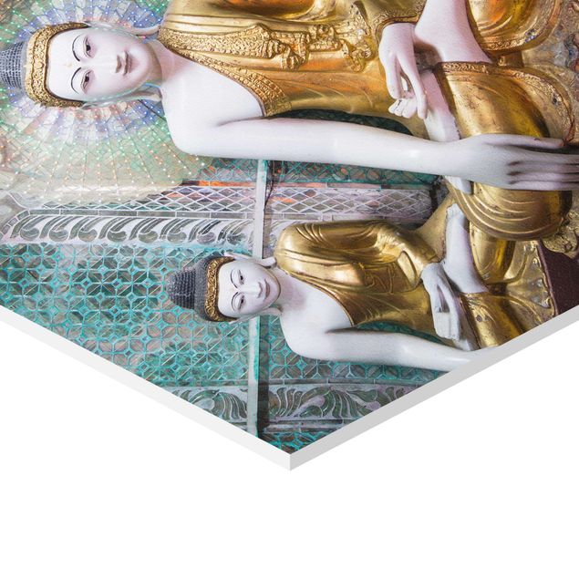 Tableau hexagonal Statues de Bouddha