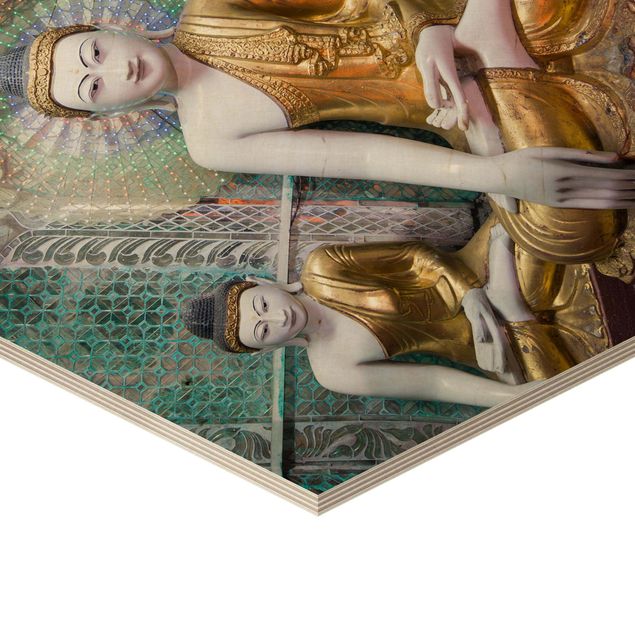 Hexagone en bois - Buddha Statues